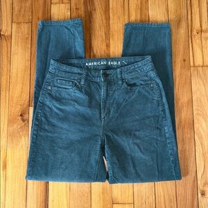 Green American Eagle Corduroy Mom Jeans